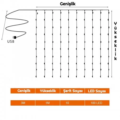 Exeo USB Perde Peri Led Kumandalı Dekoratif Su Geçirmez Beyaz