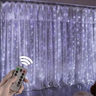 Exeo USB Perde Peri Led Kumandali Dekoratif Su Geçirmez Beyaz