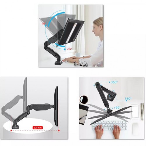 Exeo V8 17"-30" Amortisörlü Monitör Masa Tutucu Kol Stand Exeo V8 17"-30" Amortisörlü Monitör Masa Tutucu Kol Stand