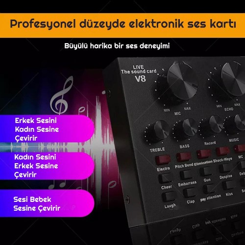 Exeo V8 Profesyonel Harici Canlı Yayın Ses Kartı Mikrofon Mikseri Exeo V8 Profesyonel Harici Canlı Yayın Ses Kartı Mikrofon Mikseri