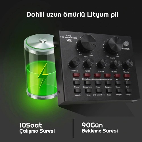 Exeo V8 Profesyonel Harici Canlı Yayın Ses Kartı Mikrofon Mikseri Exeo V8 Profesyonel Harici Canlı Yayın Ses Kartı Mikrofon Mikseri