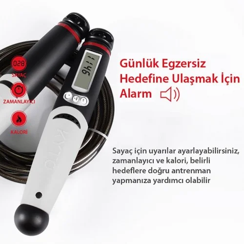 KYTO Ayarlanabilir Dijital Sayaçlı Atlama İpi Alarm Sayaç 3mt KYTO Ayarlanabilir Dijital Sayaçlı Atlama İpi Alarm Sayaç 3mt